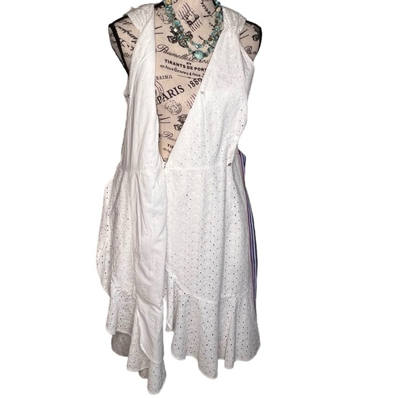 Tommy Hilfiger White Eyelet Lace Sleeveless V Neck Wrap Dress Pockets Size M NWT - Picture 6 of 16